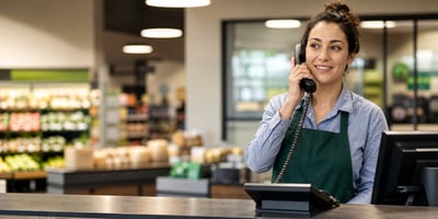Grocery Store Employee at Customer Service Desk
