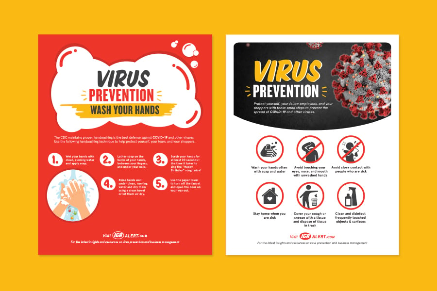 IGA Virus Prevention signs