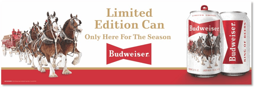 Limited Edition Can: Only Here For The Season | Budweiser limited edition cans featuring the clydesdales