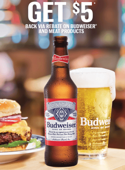 Budweiser bottle with a burger