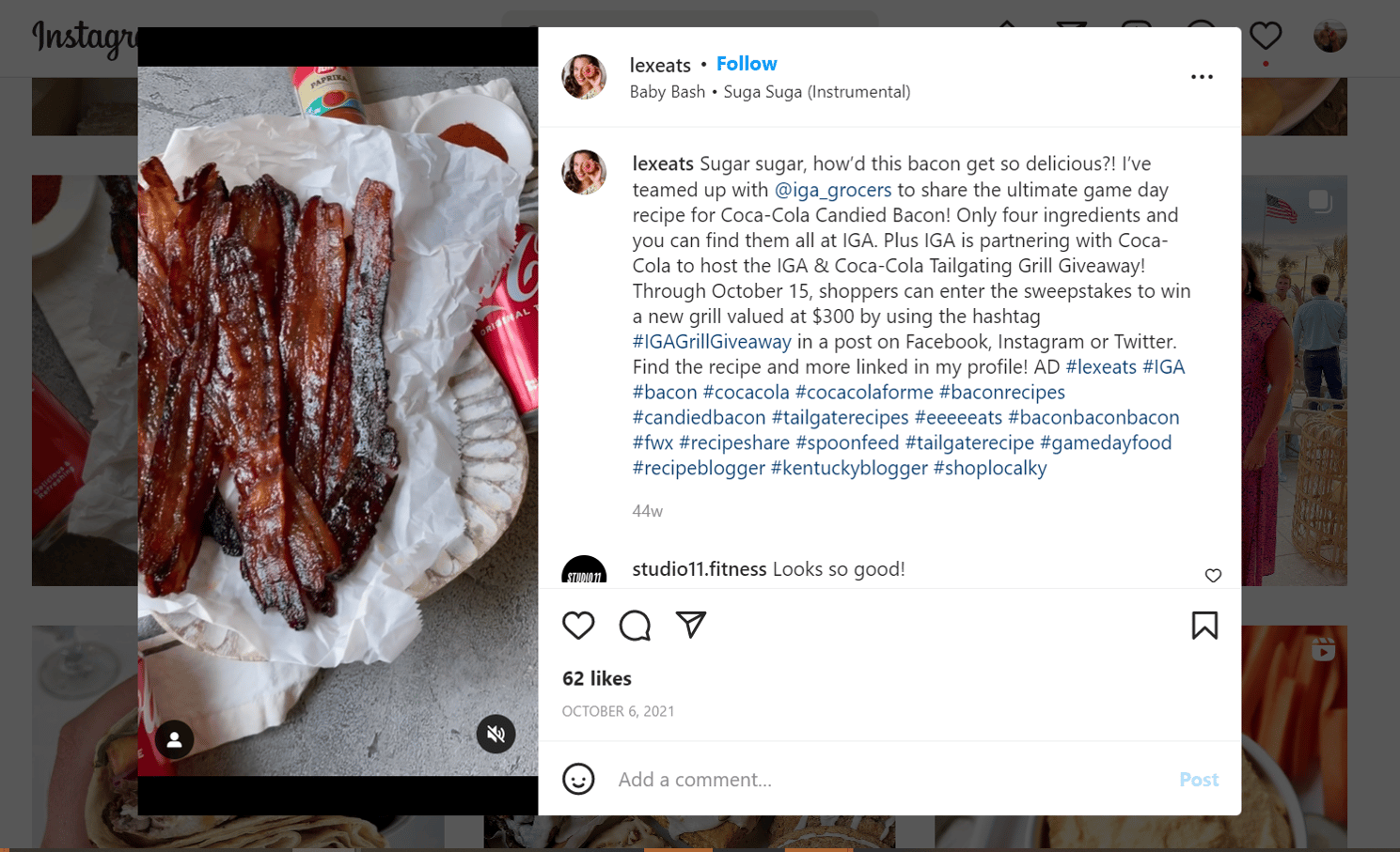Candied Bacon Facebook post