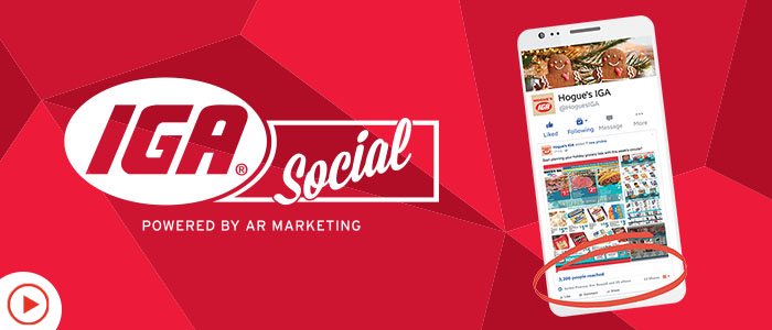 IGA Social logo with IGA social media on phone