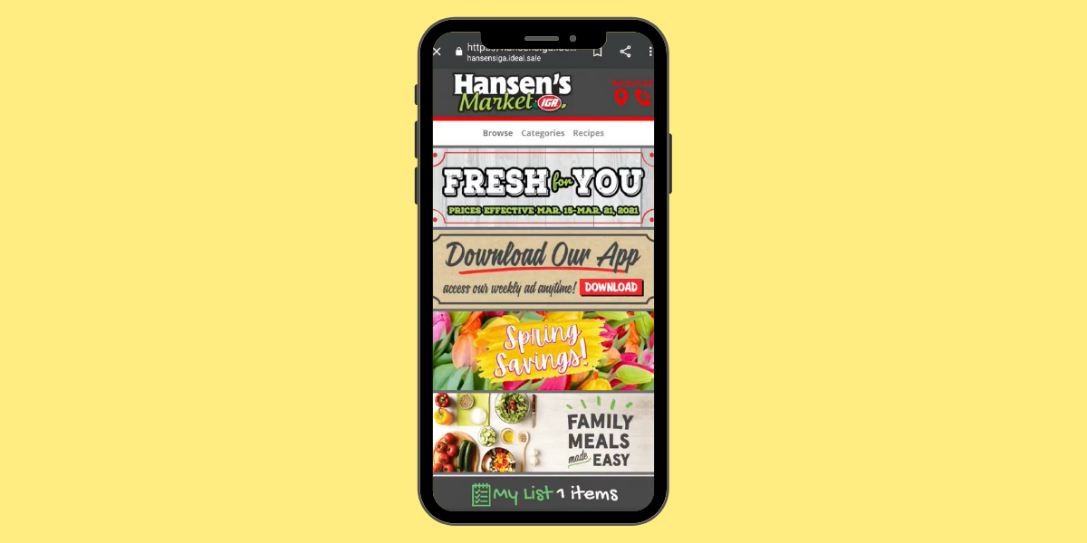 Hansen's Market IGA digital ad
