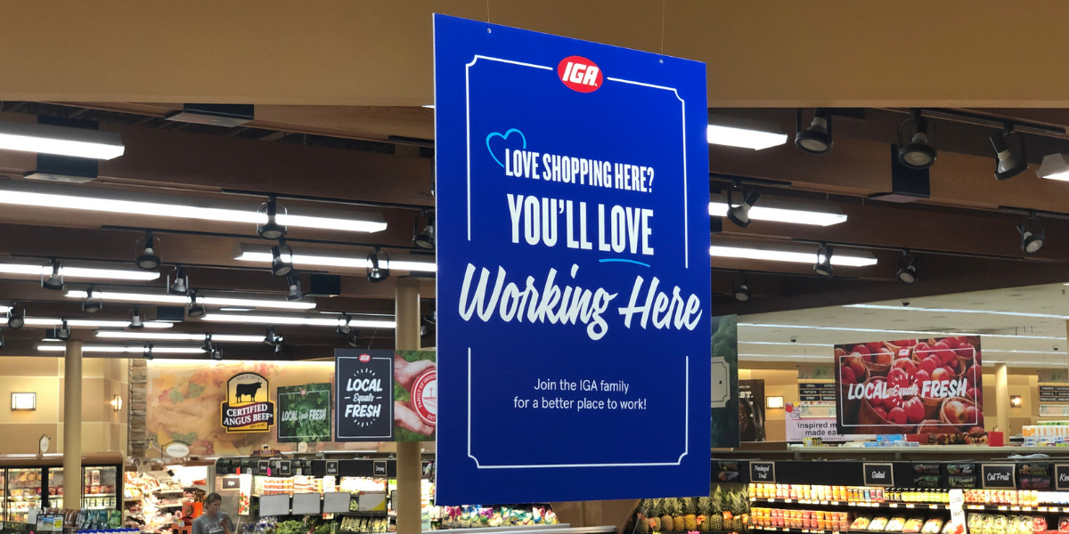 Love Shopping Here? You'll Love Working Here sign