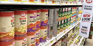 IGA Exclusive Brand cans in a store