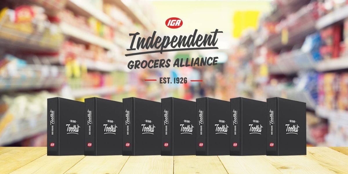 iga retailer toolkit on shelf in grocery store