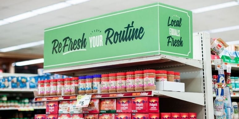 Refresh Your Routine endcap with IGA private label nut butters