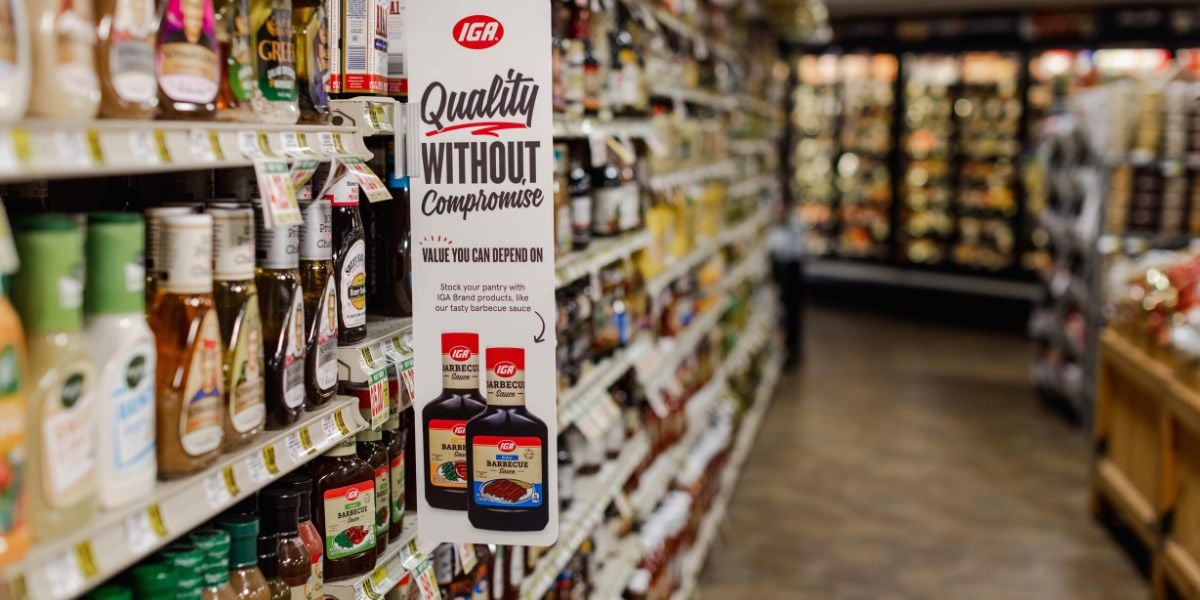 IGA Exclusive Brand barbecue sauce aisle blade in a store
