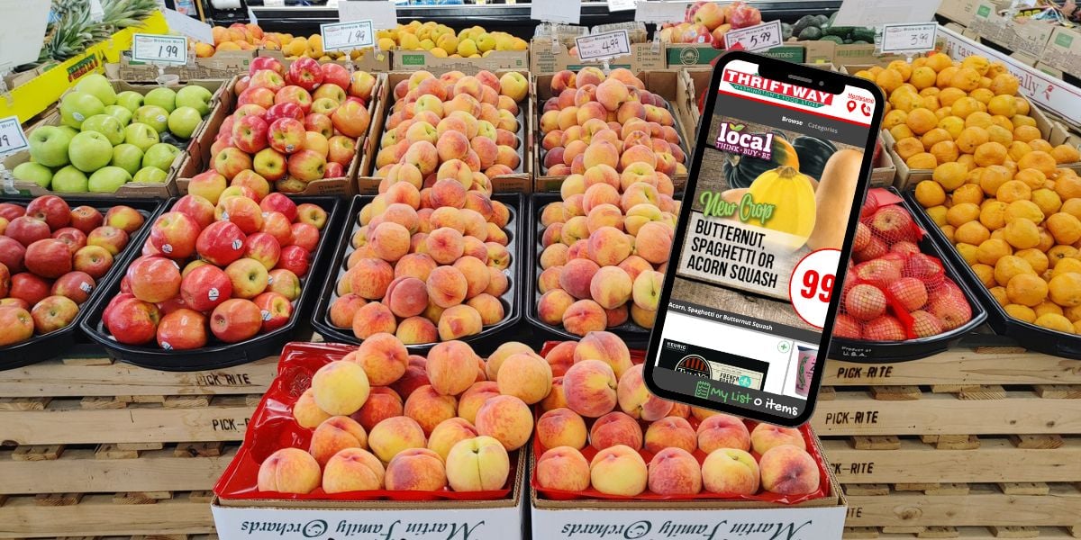 PickRite Thriftway peaches and their National Digital Ad on mobile
