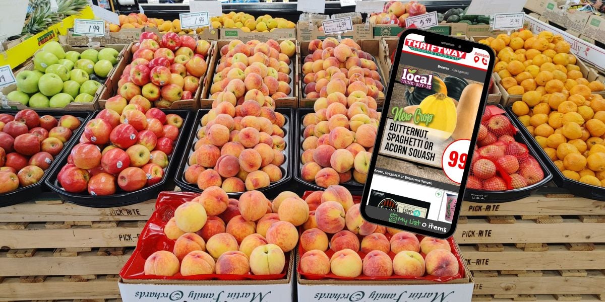PickRite Thriftway peaches and their National Digital Ad on mobile