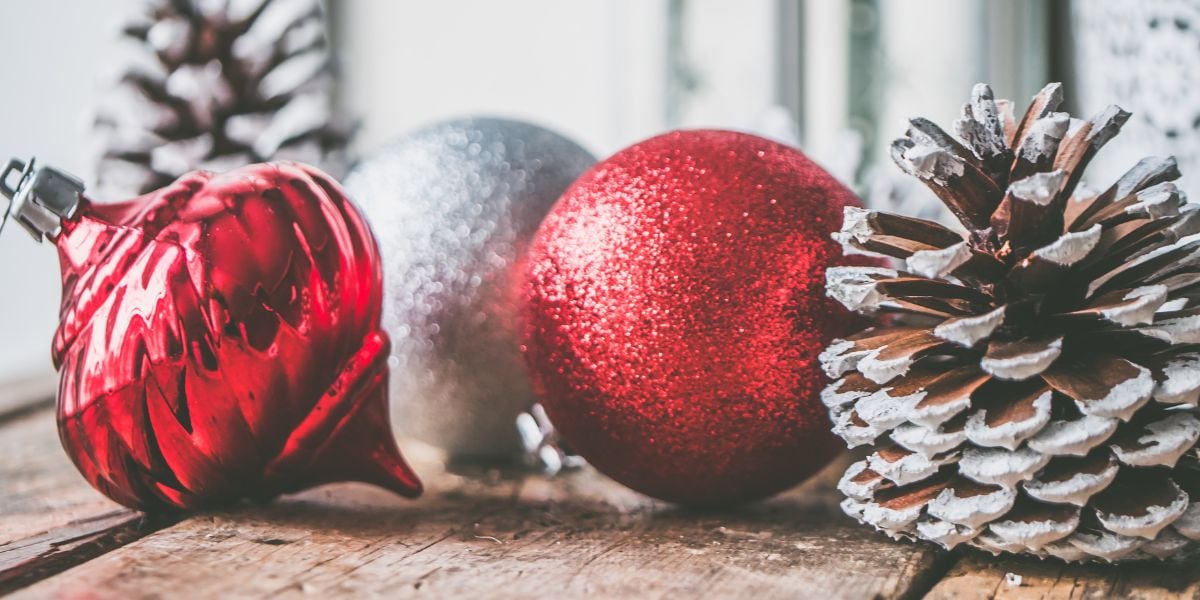 red and silver ornaments 
