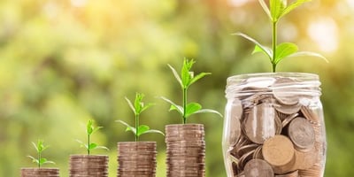 plants growing out of stacks of coins