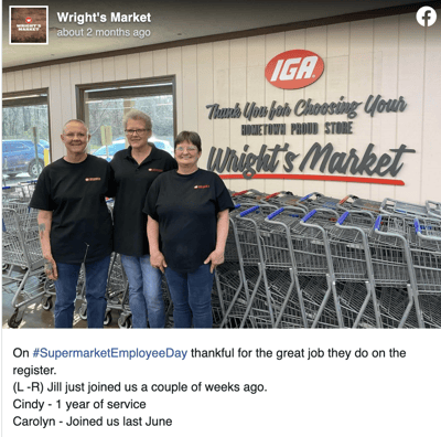 Wrights Supermarket Employee Day post