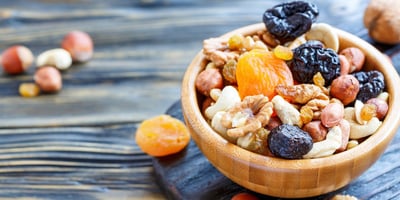 fruit and nuts in a bowl 