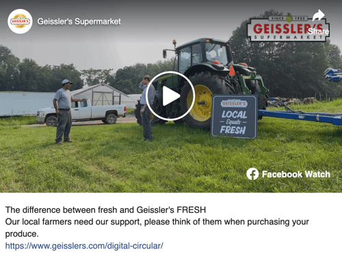 Geissler's Supermarket Facebook post: "The difference between fresh and Geissler's FRESH: Our local farmers need our support, please think of them when purchasing your produce."