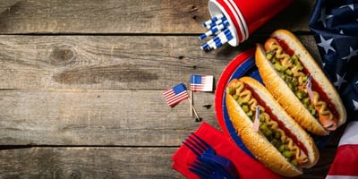American flags and hot dogs