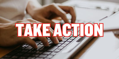 Take Action | person typing on keyboard