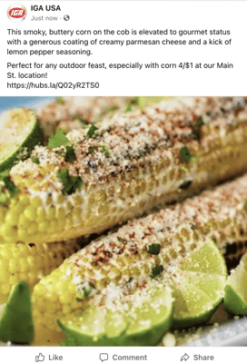 IGA USA social media post showing local promotions