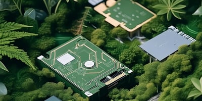 Computer Hardware in a forest of greenery