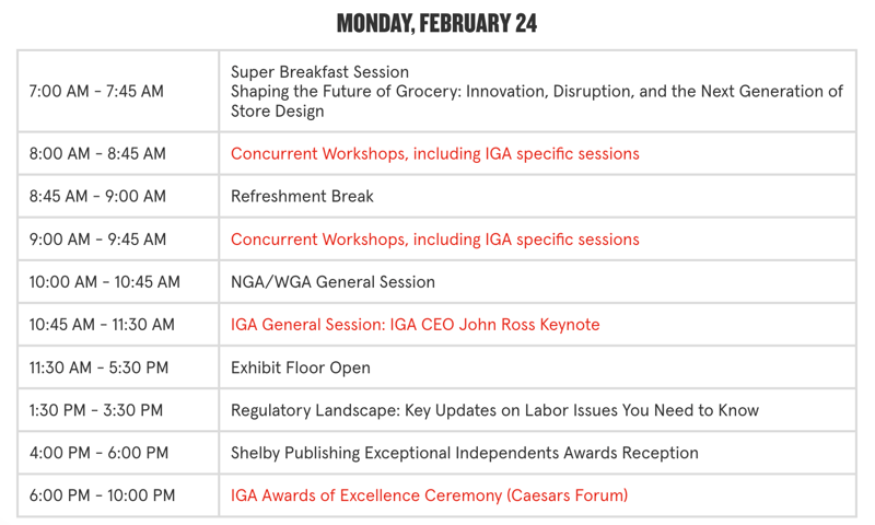 Mon Feb 24 NGA Show Schedule