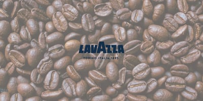 Coffee beans photo with Lavazza logo