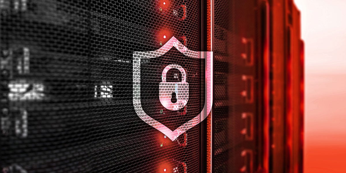 Security symbol on computer server