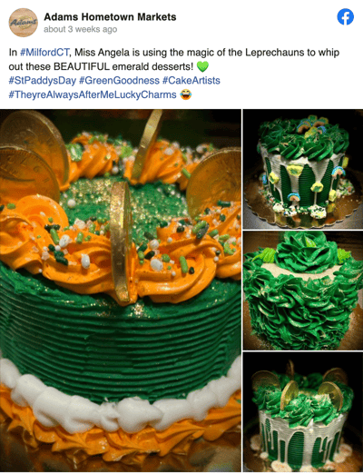 Adams Hometown Markets St. Patrick's Day cakes