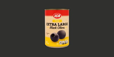 IGA Extra Large Black Olives can