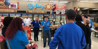 Employees at the holiday training event 