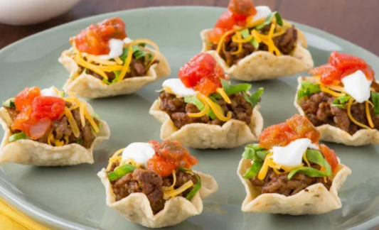 Taco bites on a dinner plate