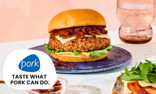 Brown Sugar Pork Burger with Bacon Onion Jam