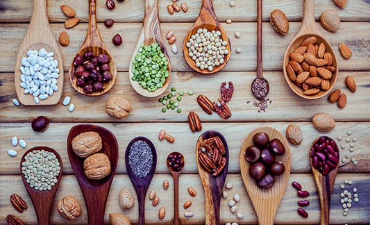 spoons with various seeds