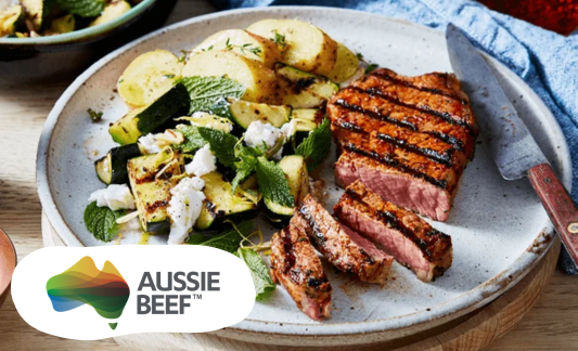 Harissa Spiced Grassfed Strip Steak With Char-Grilled Zucchini