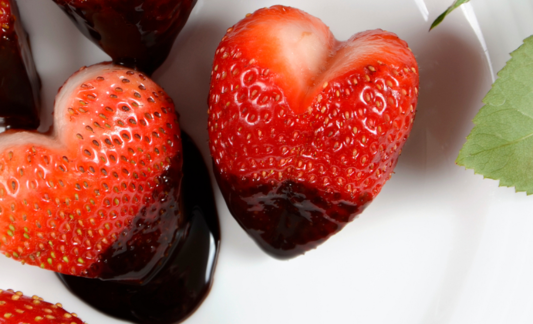 Heart-shaped Valentine Strawberries
