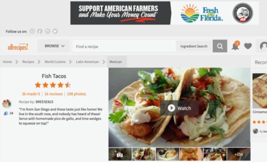 Laurel's Fresh from Florida web ad