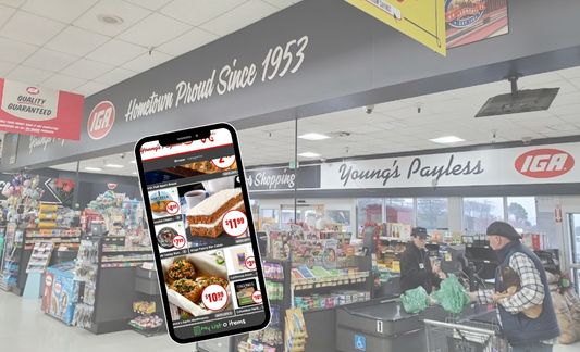 Young's Payless IGA digital ad on phone