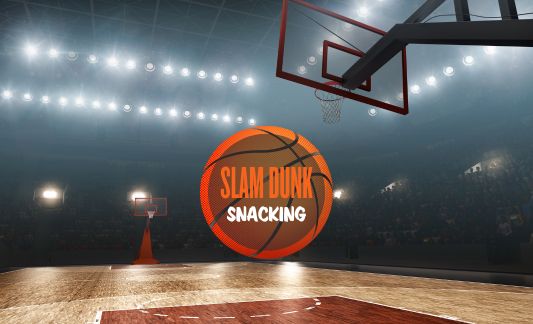 SLAM DUNK SNACKING graphic on basketball court
